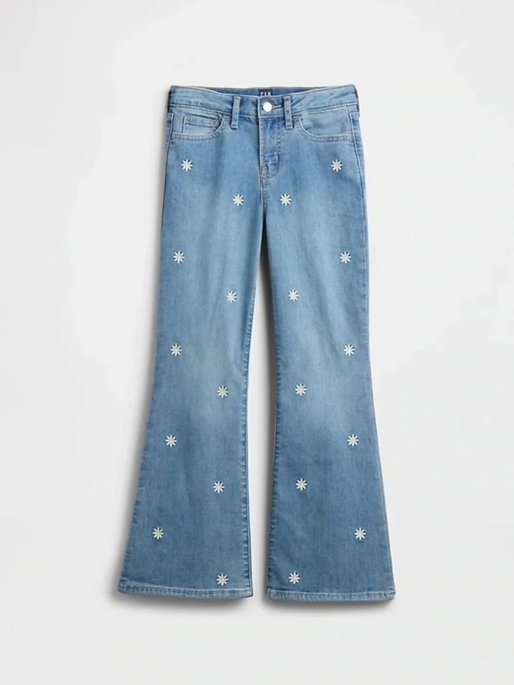 Gap kids girls High Rise '70s Flare Jeans with flowers size 10